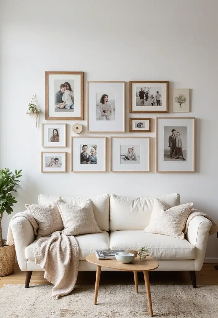 26 Stylish and Functional TV Wall Decor Ideas for Your Living Room - 1. Minimalist Gallery Wall