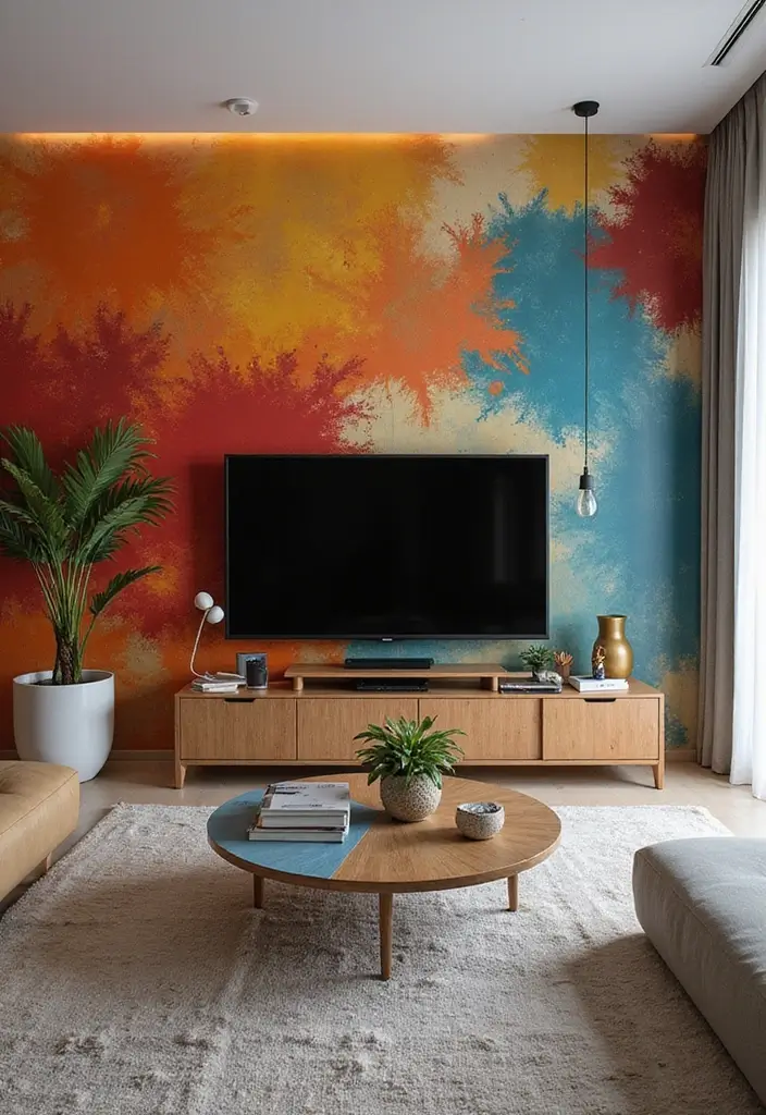 26 Stylish and Functional TV Wall Decor Ideas for Your Living Room - 10. Statement Backdrops