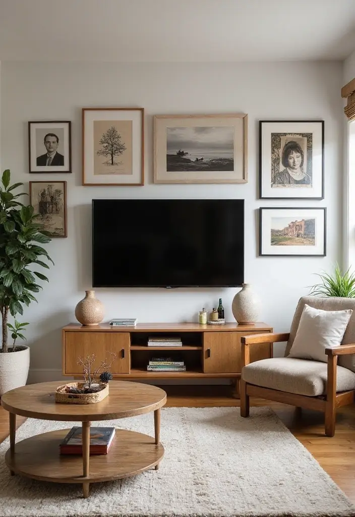 26 Stylish and Functional TV Wall Decor Ideas for Your Living Room - 21. Personal Touches