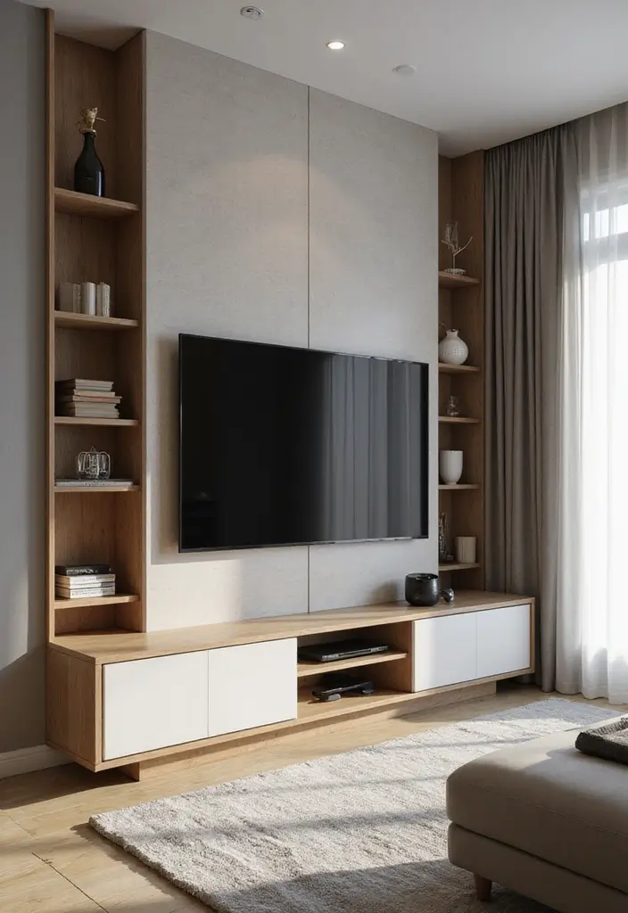 26 Stylish and Functional TV Wall Decor Ideas for Your Living Room - 6. Integrated Technology