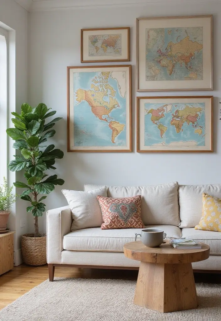 27 Black White and Silver Living Room Ideas That Feel Glamorous and Cool - 22. Curated Travel Displays