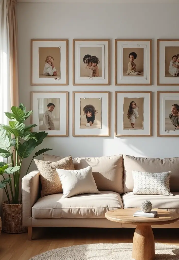 27 Black White and Silver Living Room Ideas That Feel Glamorous and Cool - 27. Personalized Photo Displays