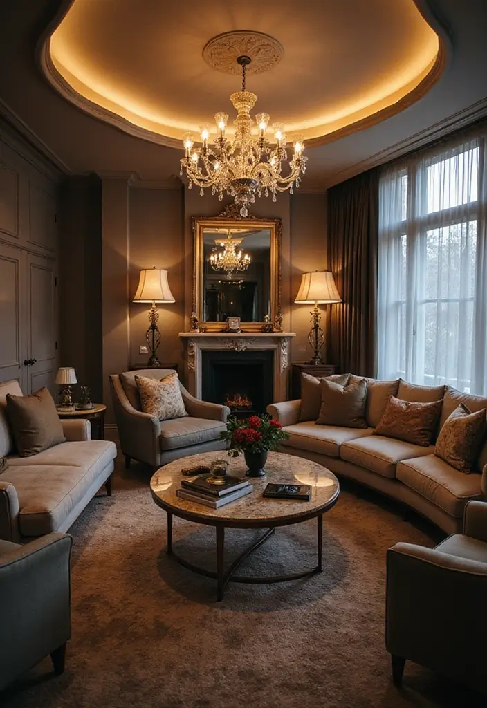 27 Black White and Silver Living Room Ideas That Feel Glamorous and Cool - 3. Elegant Lighting Fixtures