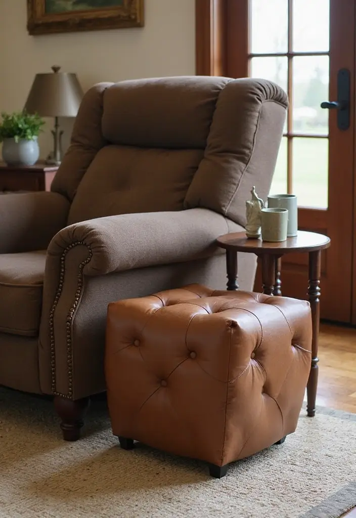 27 Brown Recliner Living Room Decor Ideas That Add Comfort and Style - 11. Choose Functional Accent Furniture