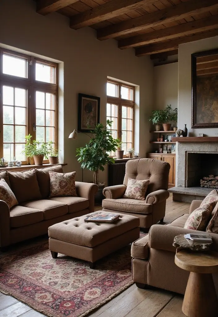 27 Brown Recliner Living Room Decor Ideas That Add Comfort and Style - 16. Create Symmetry with Furniture Arrangement