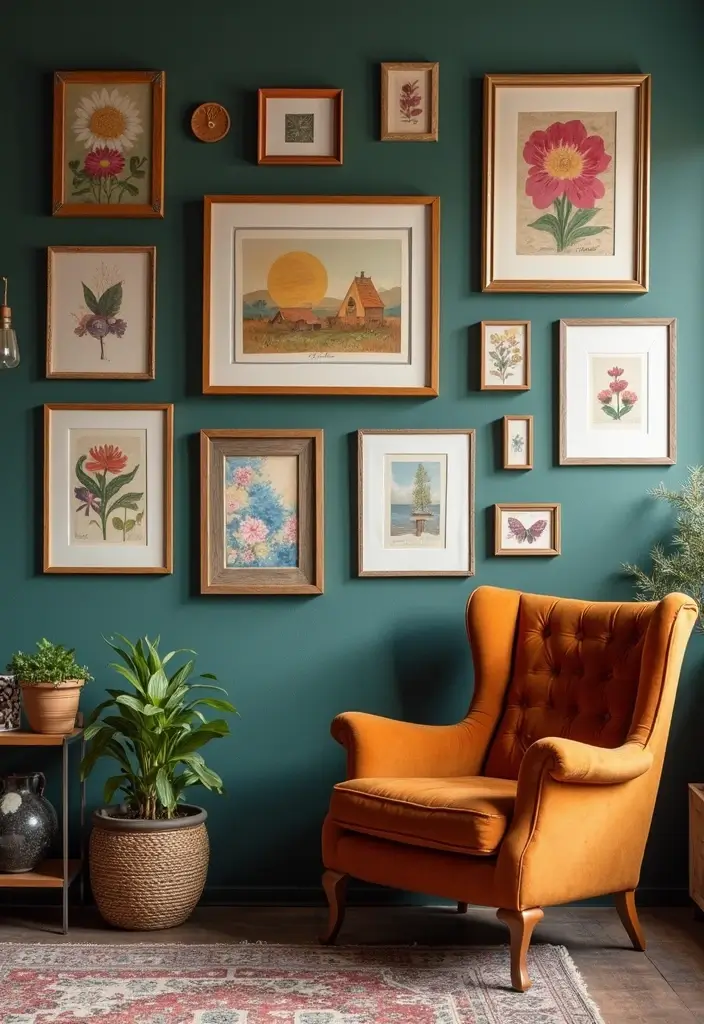 27 Brown Recliner Living Room Decor Ideas That Add Comfort and Style - 6. Create a Gallery Wall