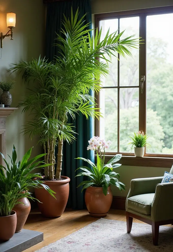 27 Chinoiserie Living Room Ideas That Add Classic Charm - 10. Elegant Greenery