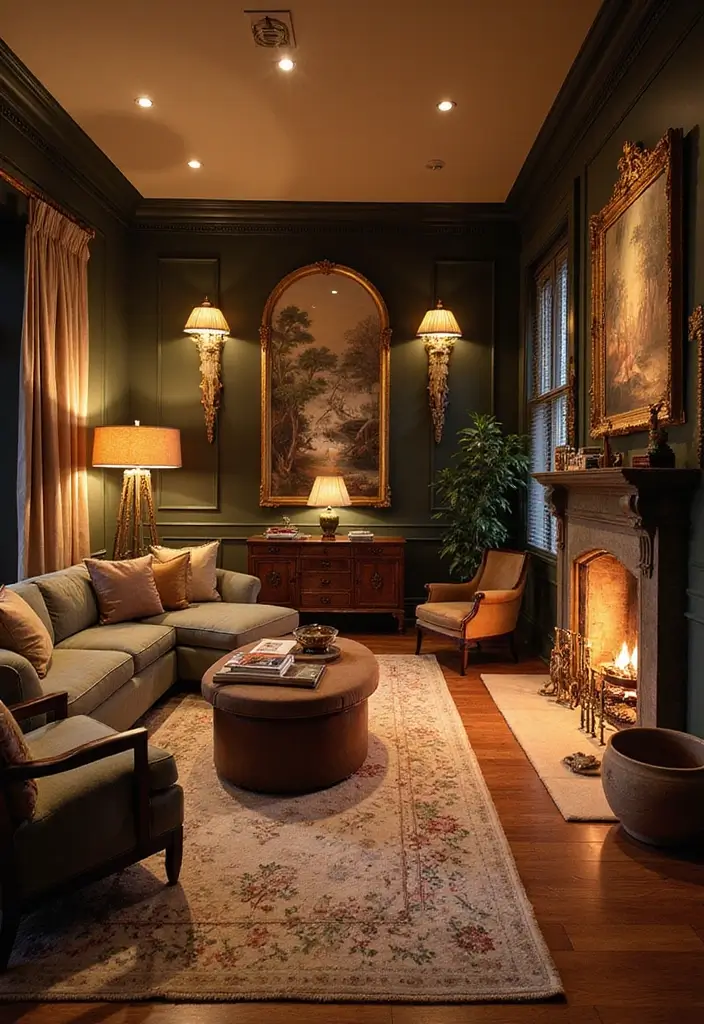 27 Chinoiserie Living Room Ideas That Add Classic Charm - 12. Layered Lighting Techniques