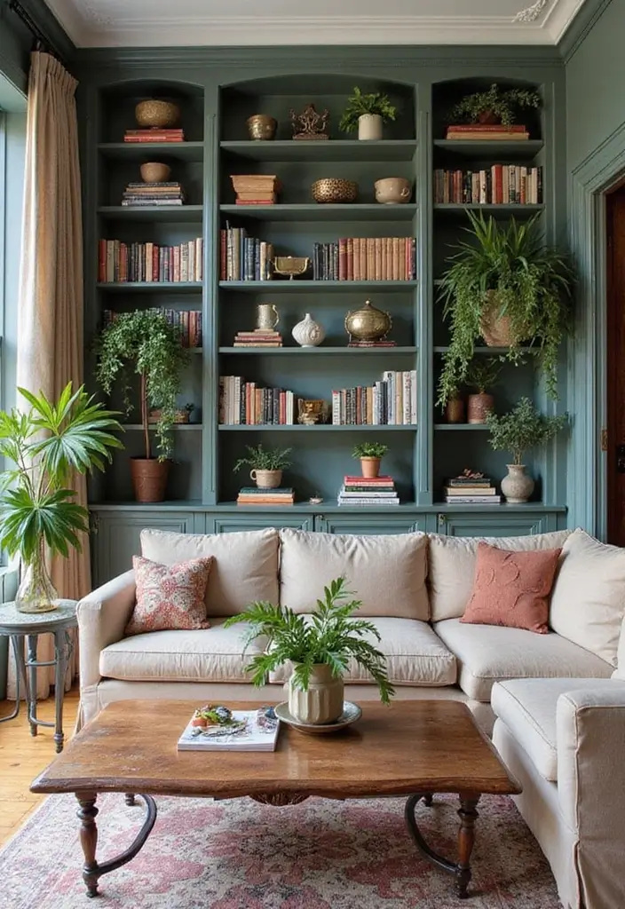 27 Chinoiserie Living Room Ideas That Add Classic Charm - 15. Charming Bookcases and Shelves