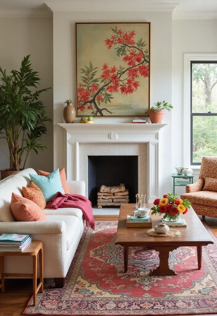 27 Chinoiserie Living Room Ideas That Add Classic Charm - 25. Seasonal Decor Swaps