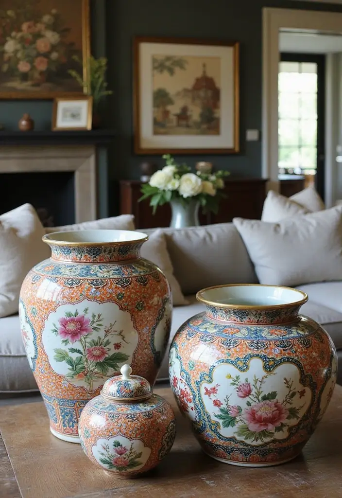 27 Chinoiserie Living Room Ideas That Add Classic Charm - 6. Stunning Chinoiserie Ceramics
