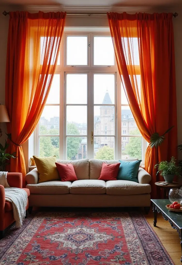 27 Colorful Boho Living Room Ideas That Feel Free Spirited and Stylish - 11. Colorful Curtains