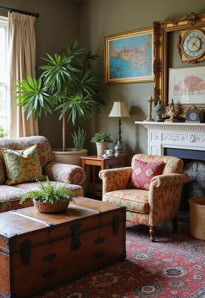 27 Colorful Boho Living Room Ideas That Feel Free Spirited and Stylish - 12. Vintage Accents