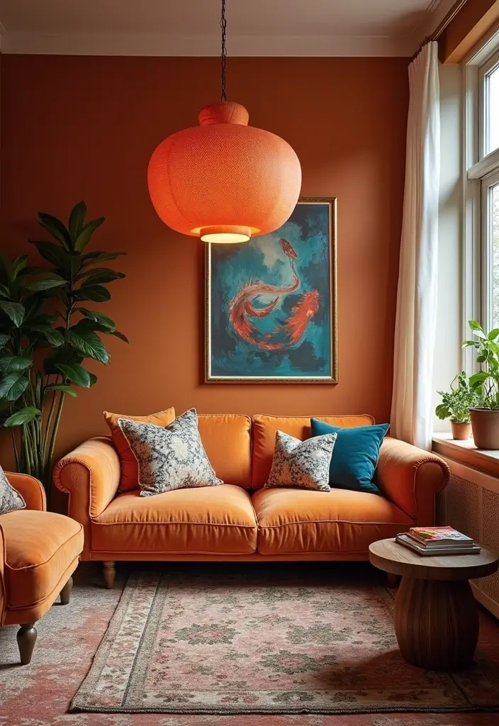 27 Colorful Boho Living Room Ideas That Feel Free Spirited and Stylish - 17. Statement Lighting Fixtures