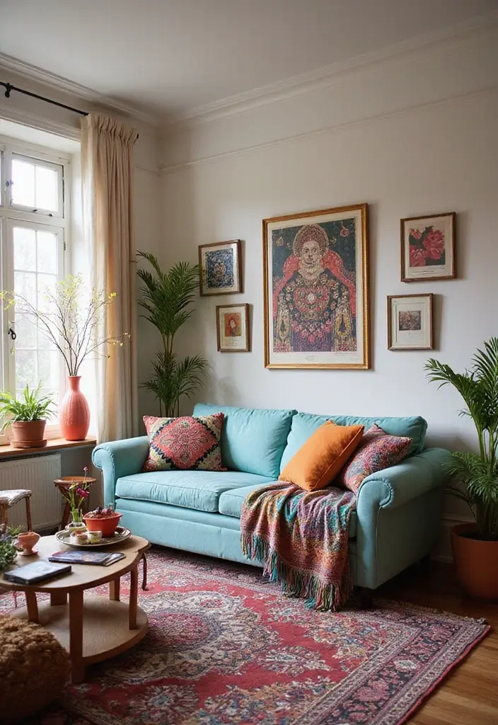 27 Colorful Boho Living Room Ideas That Feel Free Spirited and Stylish - 18. Colorful Accents