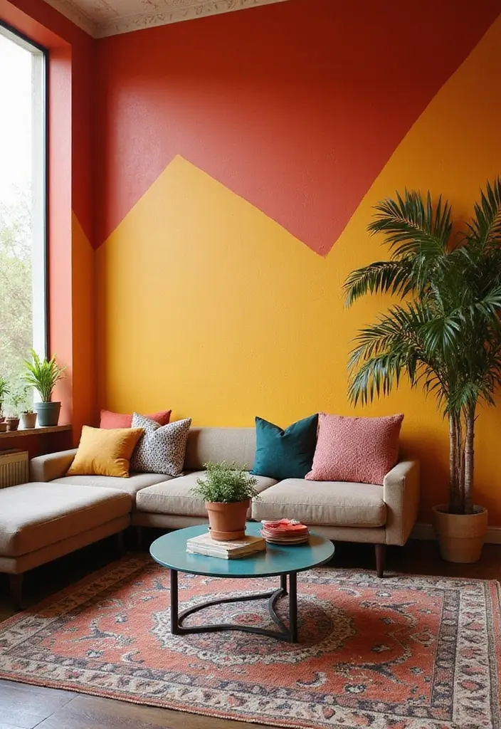 27 Colorful Boho Living Room Ideas That Feel Free Spirited and Stylish - 21. Colorful Accent Walls