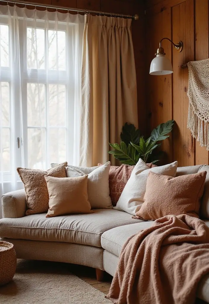 27 Colorful Boho Living Room Ideas That Feel Free Spirited and Stylish - 4. Earthy Textiles