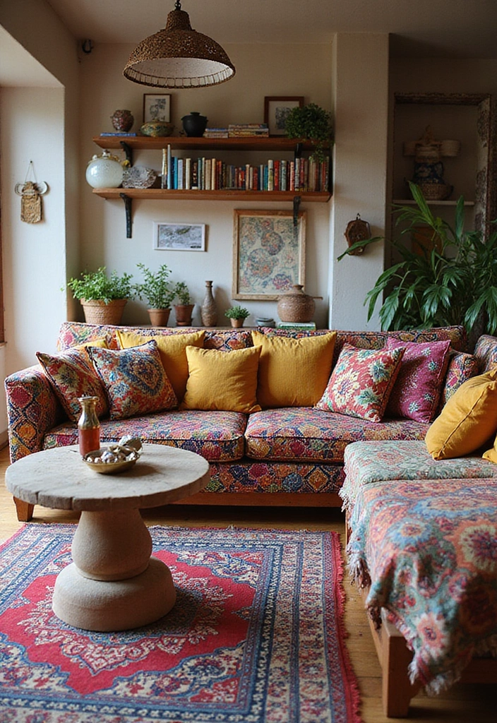 27 Colorful Boho Living Room Ideas That Feel Free Spirited and Stylish - 6. Patterns and Prints Galore