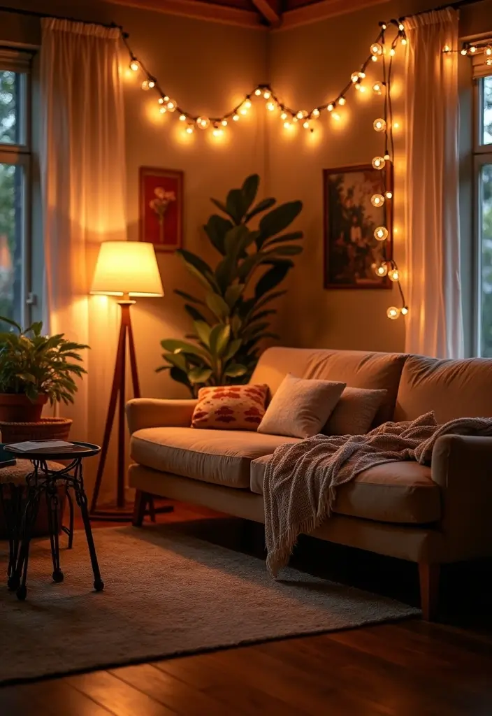 27 Colorful Boho Living Room Ideas That Feel Free Spirited and Stylish - 8. Layered Lighting