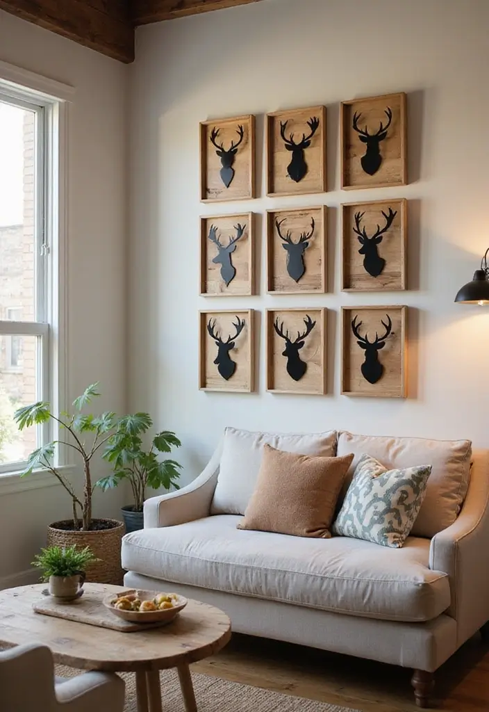 27 Deer Head Decor Living Room Farmhouse Ideas That Add Rustic Style - 2. Deer Head Silhouette Art