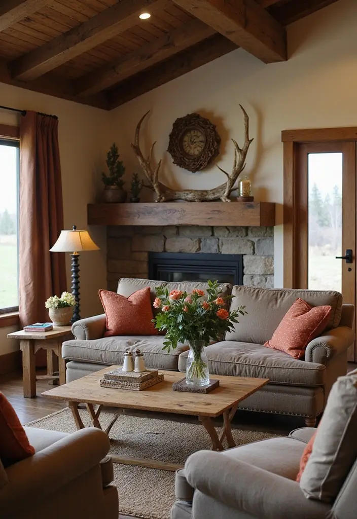 27 Deer Head Decor Living Room Farmhouse Ideas That Add Rustic Style - 24. Antler Furniture Accents