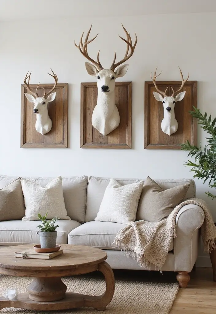 27 Deer Head Decor Living Room Farmhouse Ideas That Add Rustic Style - 6. Farmhouse Style Deer Head Wall Art
