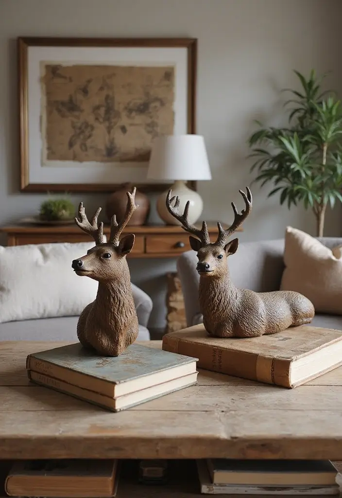 27 Deer Head Decor Living Room Farmhouse Ideas That Add Rustic Style - 7. Rustic Deer Head Sculptures
