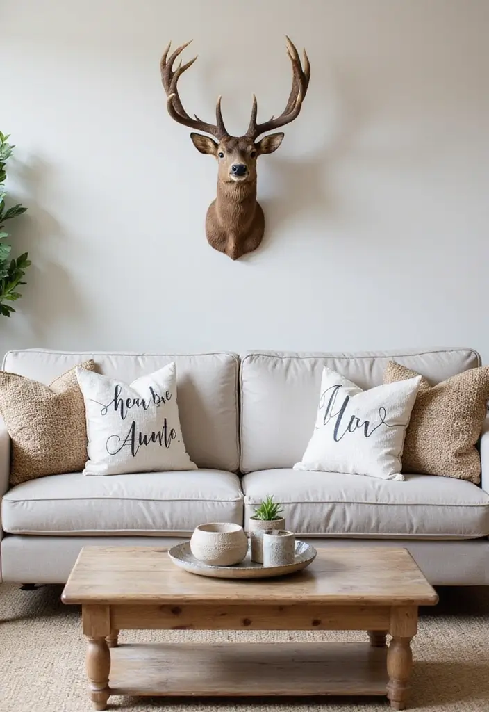 27 Deer Head Decor Living Room Farmhouse Ideas That Add Rustic Style - 8. Personalized Deer Head Decor