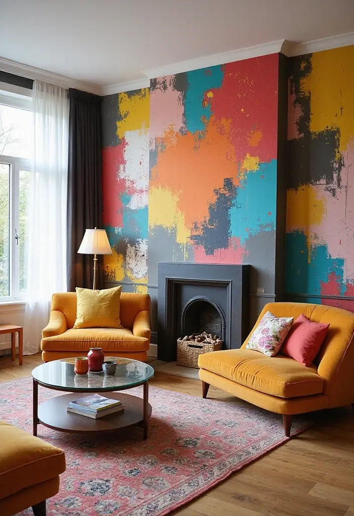27 Eco-Friendly Wallpaper Ideas for Your Living Room That Transform the Walls - 10. Abstract Art