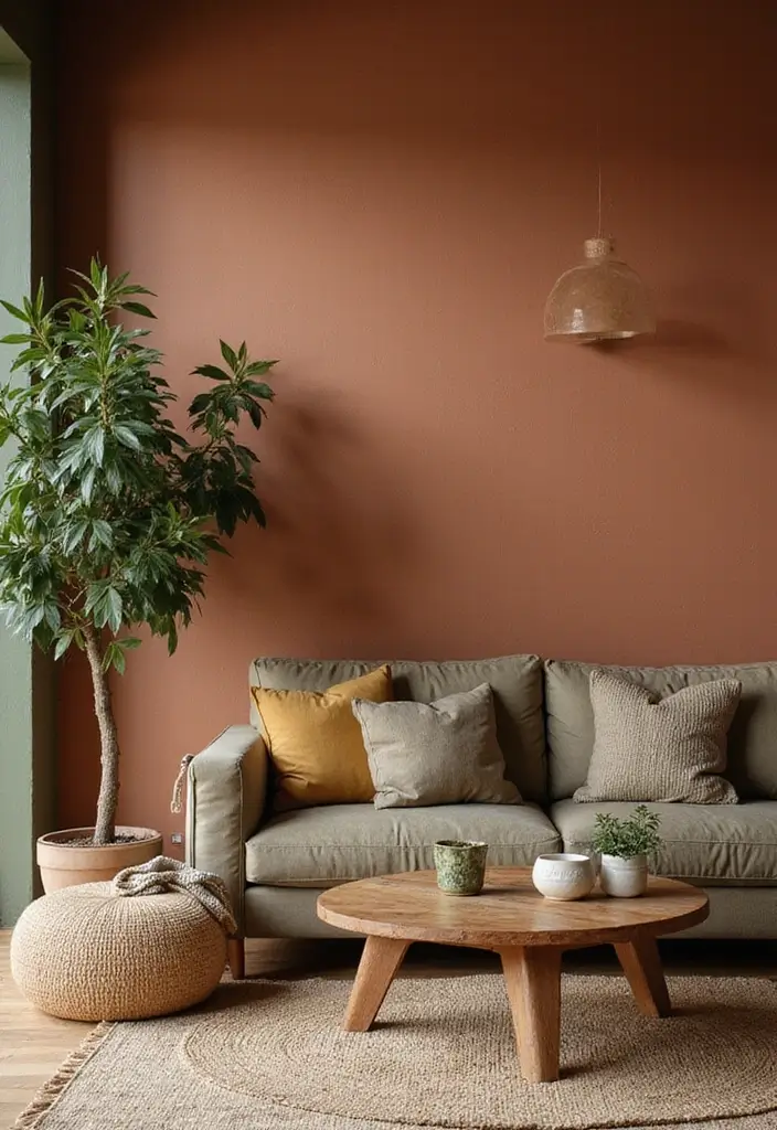 27 Eco-Friendly Wallpaper Ideas for Your Living Room That Transform the Walls - 18. Earthy Tones