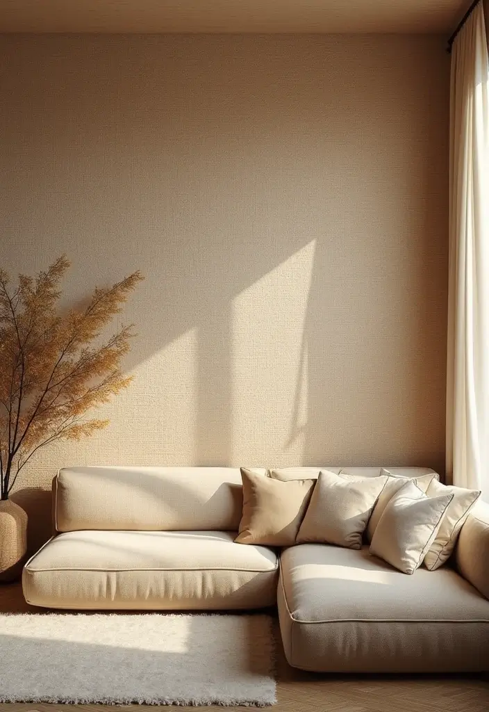 27 Eco-Friendly Wallpaper Ideas for Your Living Room That Transform the Walls - 25. Cozy Textiles