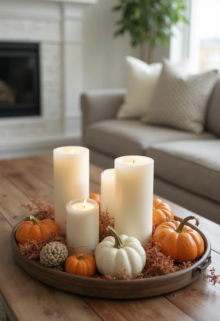 27 Fall Decor Ideas for Living Room That Feel Warm and Seasonal - 16. Decorative Tray Displays
