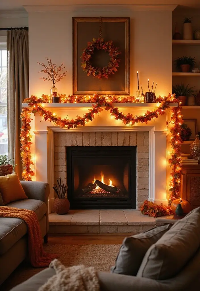 27 Fall Decor Ideas for Living Room That Feel Warm and Seasonal - 23. Creative Fall Garlands