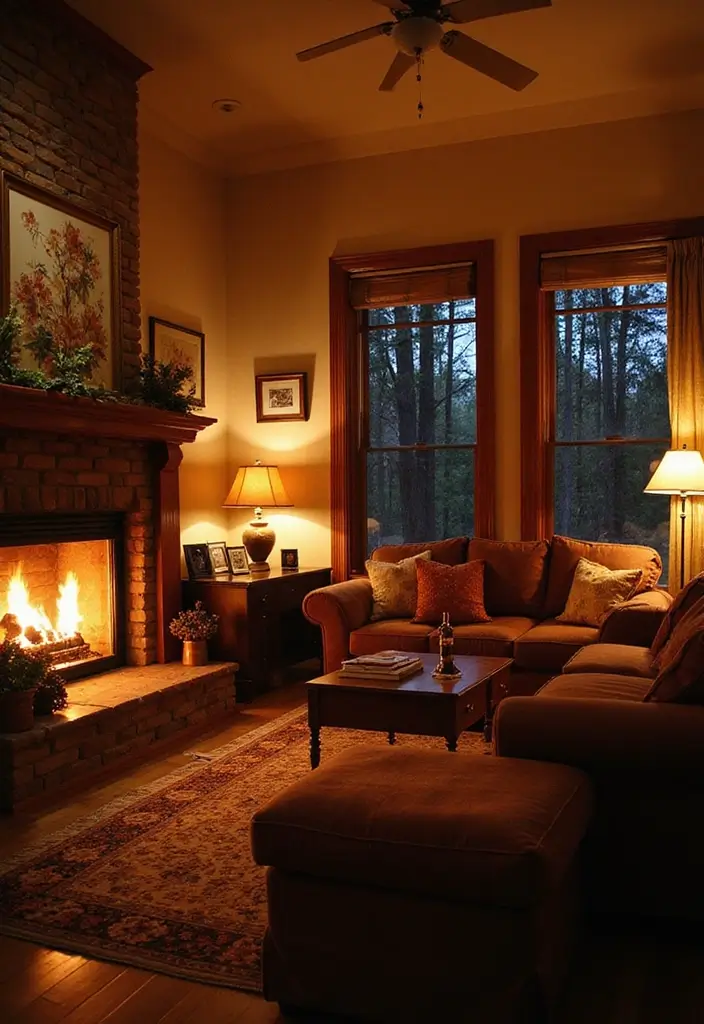27 Fall Decor Ideas for Living Room That Feel Warm and Seasonal - 7. Layered Lighting