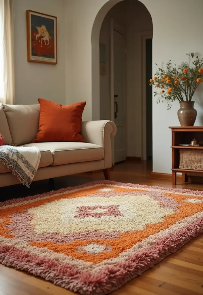 27 Fall Decor Ideas for Living Room That Feel Warm and Seasonal - 9. Plush Area Rugs