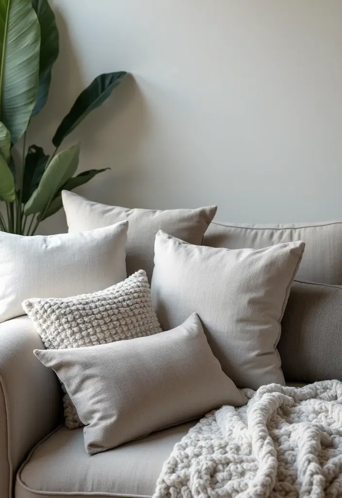 27 Gray Living Room Ideas That Are Modern and Timeless - 10. Gray Throw Pillows for Layered Comfort