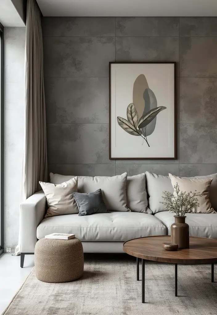 27 Gray Living Room Ideas That Are Modern and Timeless - 16. Gray Tile Work for a Unique Touch