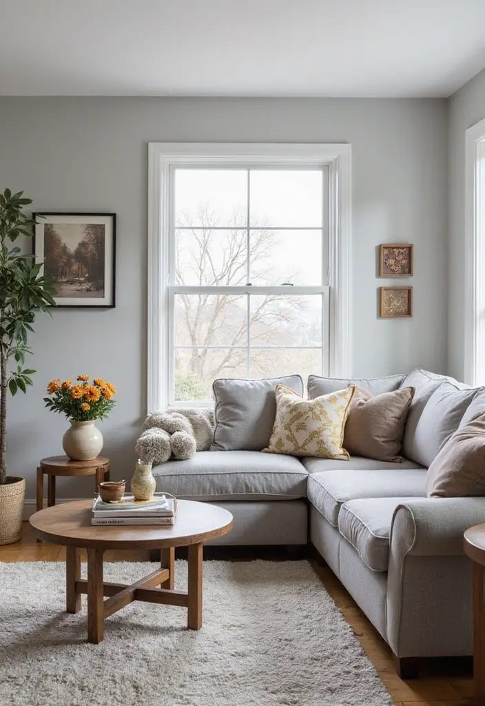 27 Gray Living Room Ideas That Are Modern and Timeless - 22. Gray Decor for Seasonal Changes