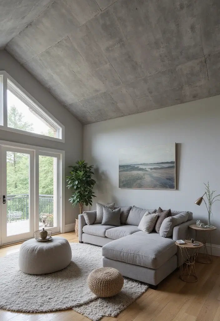 27 Gray Living Room Ideas That Are Modern and Timeless - 23. Gray Ceiling Designs