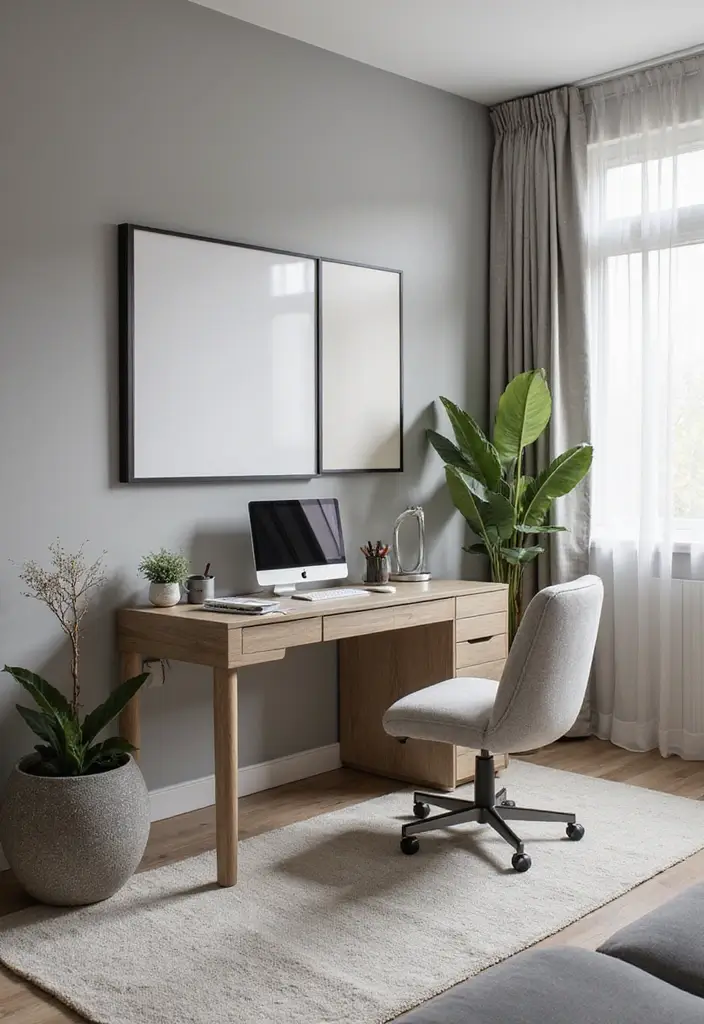 27 Gray Living Room Ideas That Are Modern and Timeless - 26. Gray Home Office Integration