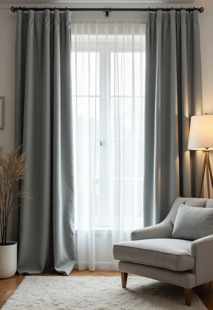 27 Gray Living Room Ideas That Are Modern and Timeless - 6. Gray Curtains for Elegance and Softness