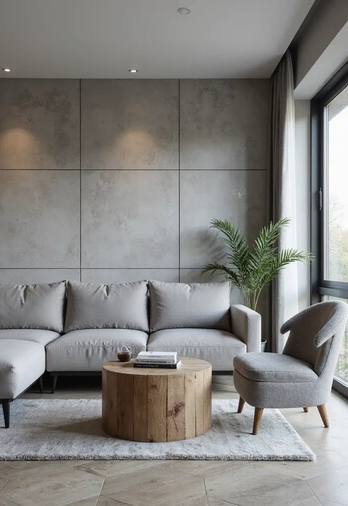 27 Gray Living Room Ideas That Are Modern and Timeless - 8. Gray Wall Panels for Depth