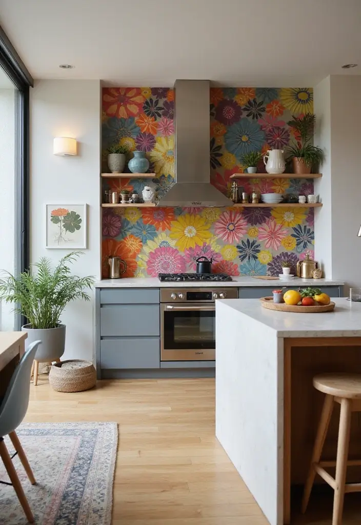 27 Kitchen in Living Room Ideas That Create Open Concept Flow - 12. Colorful Backsplashes