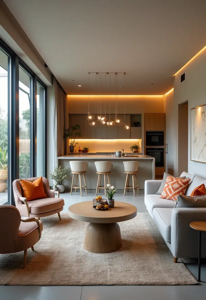 27 Kitchen in Living Room Ideas That Create Open Concept Flow - 14. Comfortable Seating Arrangements