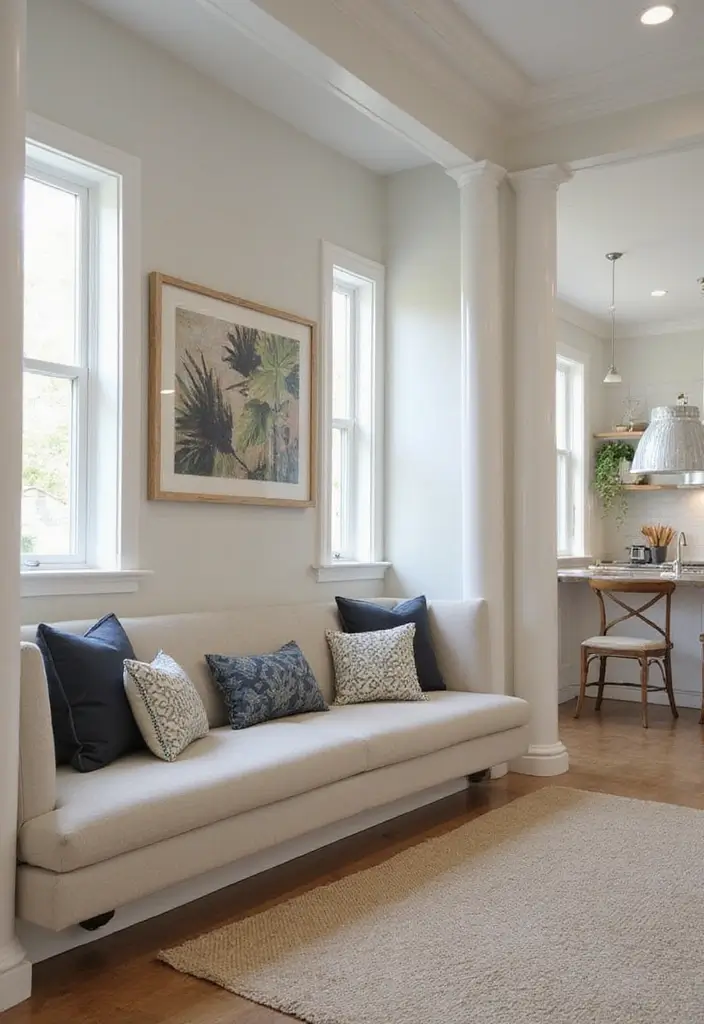 27 Kitchen in Living Room Ideas That Create Open Concept Flow - 20. Built-In Bench Seating