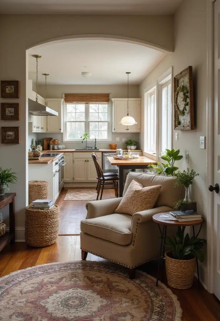 27 Kitchen in Living Room Ideas That Create Open Concept Flow - 25. Create a Cozy Reading Nook