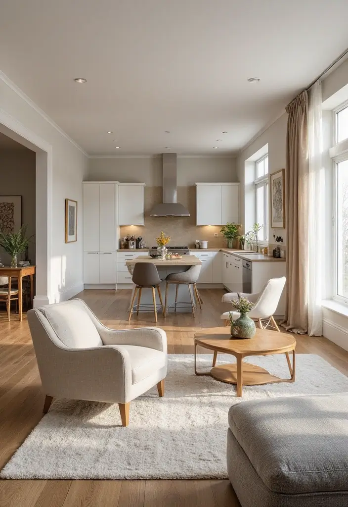 27 Kitchen in Living Room Ideas That Create Open Concept Flow - 4. Cohesive Color Palette