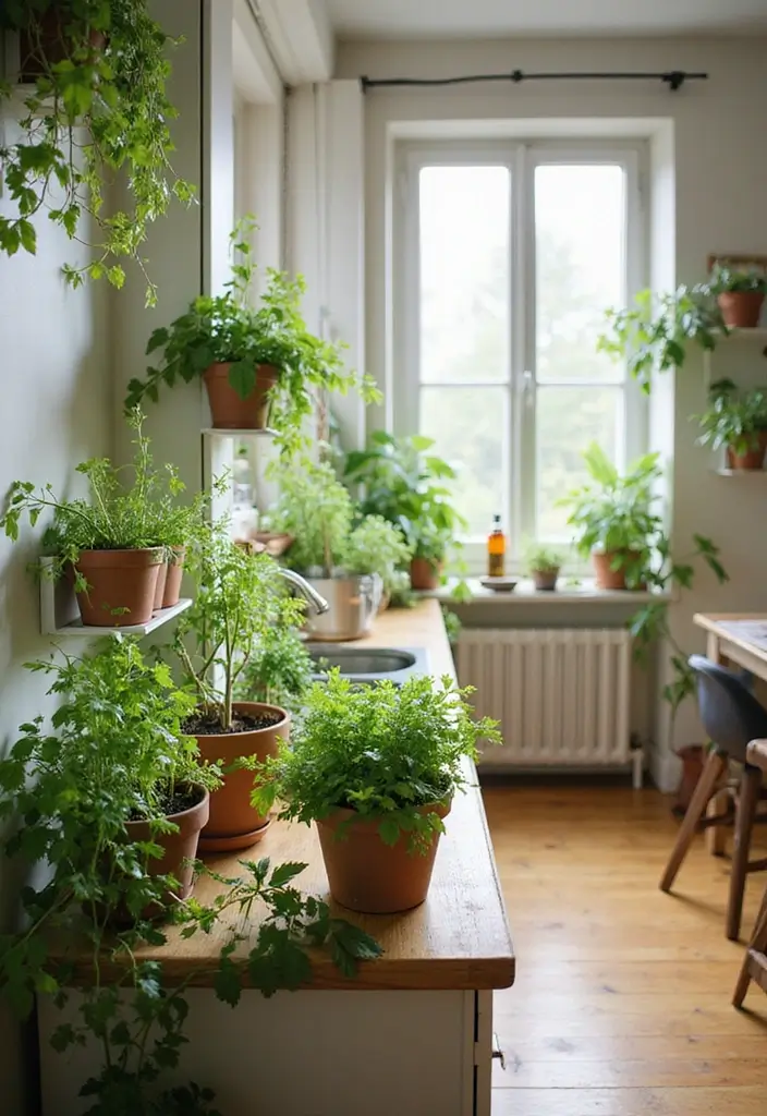 27 Kitchen in Living Room Ideas That Create Open Concept Flow - 8. Indoor Herb Garden