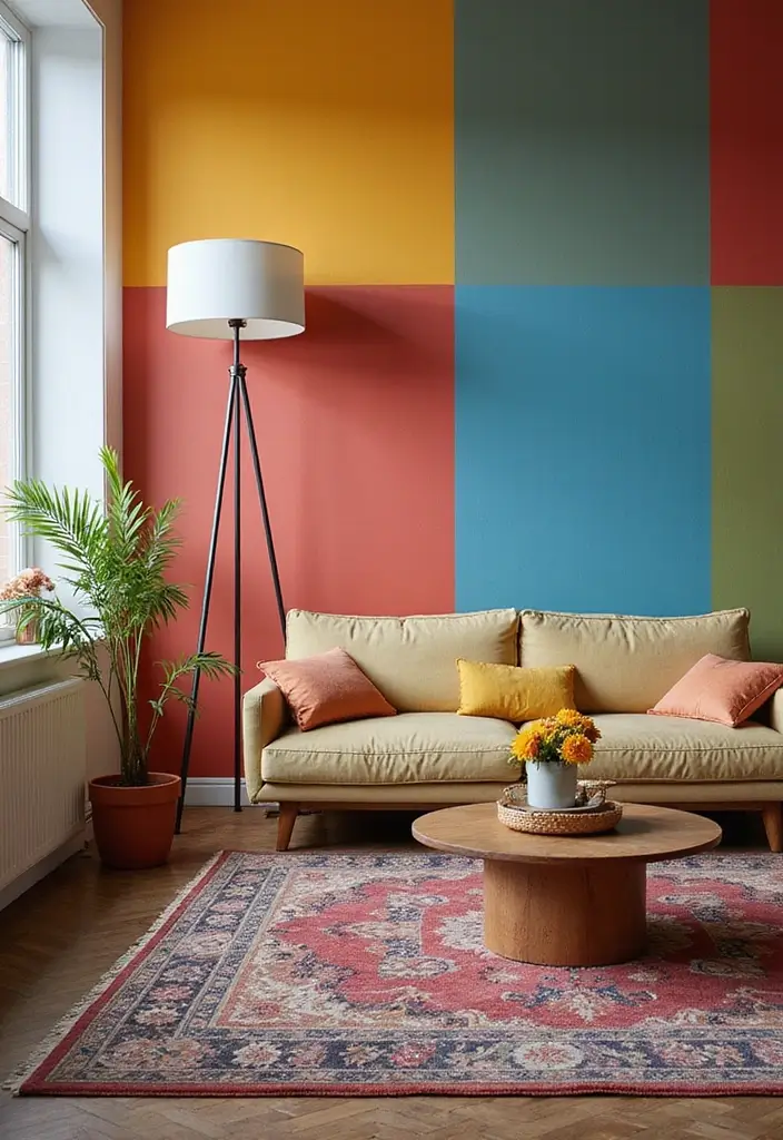 27 Living Room Colourful Ideas That Feel Playful and Eclectic - 17. Eclectic Wall Colors