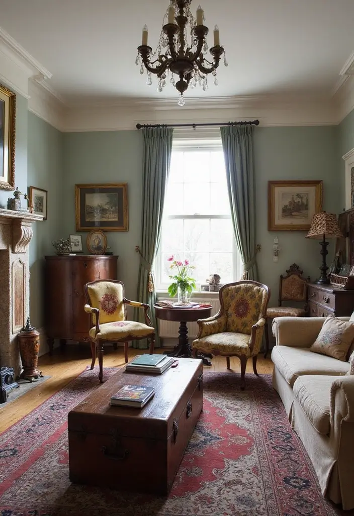 27 Living Room Colourful Ideas That Feel Playful and Eclectic - 5. Vintage Finds and Antiques